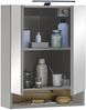 Badezimmerspiegelschrank >Denver< LED, Steckdose, grau matt / evoke eiche Dekor - 60x75x22 (BxHxT) Bild 2