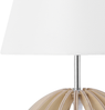 'Samo' Tischlampe Weiß Holz 41 cm Stoffschirm Lampenfuß in Gitteroptik Kabel mit Schalter Landhausstil Bild 5