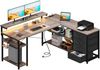 Gaming Schreibtisch LED Beleuchtung USB Ladeanschlüsse Schubladen 135x110cm Bild 1