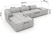 Modulares Ecksofa GRIDA 3M L Wohnlandschaft, Wellenfedern, gesteppte Sitzfläche, Wohnzimmer Sofa L-form - Grau Cord - Links Bild 5