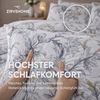 ZIRVEHOME Bettwäsche Baumwolle Bettbezug Blumen Design in Grau Weiß mit Gelben Akzenten, Renforce, 3 teilig, 200x220 Bettbezug Baumwolle Blumen Grau Weiß mit Gelben Akzenten Bild 4