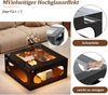 Couchtisch mit Glasplatte & LED, 70x70x35 cm, Schwarz, MDF mit offenem Stauraum Bild 3