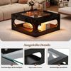 Couchtisch mit Glasplatte & LED, 70x70x35 cm, Schwarz, MDF mit offenem Stauraum Bild 5