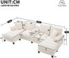 Sofa aus Cord 293x142x93 cm mit Stauraum & USB-Anschlüssen, beige Bild 4