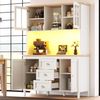 Seitenschrank mit LED-Beleuchtung & 4 Türen, 3 Schubladen, 120 x 40 x 179 cm, Weiß Bild 2