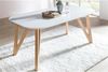 Essgruppe 5-tlg. Tisch 180x90 aus MDF Weiß + 4 Stühle aus Eichenholz Textil Grau Bild 2