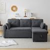 Merax Schlafsofa mit Schlaffunktion, L-förmiges Sofa, modernes Design, Polstermöbel, Sofa, Loungesessel mit Stauraum, mit Getränkehalter, Wohnzimmer-Schlafsofa, links und rechts austauschbar, Grau Bild 3