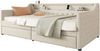 Bett 90x200 cm, Daybett aus Leinen & MDF mit LED-Ambiente, 2 Schubladen und USB-Anschluss,Beige Bild 5