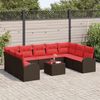 vidaXL Gartensofa-set mit Kissen 10 pcs Braun und Rot Poly-Rattan 3354883 Bild 3