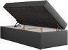 Boxspringbett 90x200 Polsterbett ZERO 90 Einzelbett ohne Kopfteil, inkl. Stauraum & Multipocket-Matratze, Hotelbett - Dunkelgrau Kunstleder - H3 - Topper Visco Bild 5
