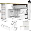 Bartisch B 138-204 x T 39 x H 105 cm, MDF/Metall, klappbar mit 360°-Drehscheibe, weiß Bild 4