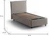 Dmora Shana-Einzelbett, Bettkasten mit Stoffbezug, 100 % Made in Italy, Öffnung vorne, geeignet für Matratzen 80 x 200 cm, Taupe Bild 3
