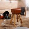 Barhocker Turnbock 43 x 75 x 43 cm Mango Massivholz / Echtleder, Design Barstuhl Braun, Lederhocker ohne Lehne, Country Hocker Tresenstuhl Bild 2