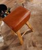 Barhocker Turnbock 43 x 75 x 43 cm Mango Massivholz / Echtleder, Design Barstuhl Braun, Lederhocker ohne Lehne, Country Hocker Tresenstuhl Bild 5