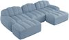 Modulares Sofa in Blau aus Granulierter Fleece, 228x165x79 cm, ohne Montage, mit Ottoman Bild 5