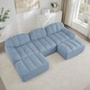 Modulares Sofa in Blau aus Granulierter Fleece, 228x165x79 cm, ohne Montage, mit Ottoman Bild 2