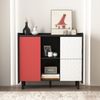 Sideboard-Buffetschrank in Schwarz mit roten Türen und 2 Schubladen – Viel Stauraum für Küche und Esszimmer Bild 2