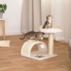 lionto Kompakt-Kratzbaum, kleiner Kratzbaum mit Spielball, Kratzbogen & Aussichtsplattform, platzsparend, Höhe 43 cm, beige/weiß Bild 2
