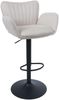 Barhocker HWC-M67, Drehstuhl Barstuhl, mit Armlehne Fußablage drehbar Stoff/Textil Eisen FSC® ~ creme Fuß schwarz Bild 1