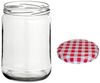 gouveo Einmachglas Vorratsgläser 580 ml Klassik mit Schraub-Deckel - Große Einmachgläser, (24-tlg), karo-rot Bild 3