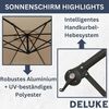Sonnenschirm rund MARC 350cm Taupe UV-Schutz, Kurbelsystem Ampelschirm rund Freiarm Sonnenschirm 350 cm Kurbelschirm Standschirm Sonnenschutz Gartenschirm Balkonschirm klassisch Bild 2