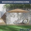 Sonnenschirm rund MARC 350cm Taupe UV-Schutz, Kurbelsystem Ampelschirm rund Freiarm Sonnenschirm 350 cm Kurbelschirm Standschirm Sonnenschutz Gartenschirm Balkonschirm klassisch Bild 4