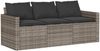 vidaXL Gartensofa mit Kissen 3-Sitzer Grau Poly Rattan 366343 Bild 2