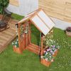 Pflanzkübel, Outdoor-Schaukel, Pflanzgefäß mit Spalier als Kletterhilfe, mit Sonnendach aus Polycarbonat. Blumenkasten Pflanzkasten, Braunes Massivholz, Geeignet für Garten, Hof und Terrasse Bild 3