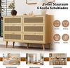 Celya Kommode Sideboard mit 6 Schubladen, 120x76.5x40cm, Schubladenschrank aus Holz (Sideboard Highboard mit viel Stauraum), Schubladenkommode mit Metallgriffe, für Schlafzimmer, Wohnräume, Büro Bild 3