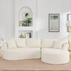OKWISH Sofa Inkl. Getränkehalter & Kissen, vakuumverpackt, für Wohnzimmer, Bogenförmiges Design, weicher Cordstoff in Beige 1 Teile, 3-Sitzer Kompressionssofa mit rechte Chaiselongue Bild 2