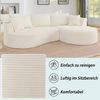 OKWISH Sofa Inkl. Getränkehalter & Kissen, vakuumverpackt, für Wohnzimmer, Bogenförmiges Design, weicher Cordstoff in Beige 1 Teile, 3-Sitzer Kompressionssofa mit rechte Chaiselongue Bild 4