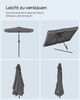 Songmics Sonnenschirm ohne Aufbewahrungstasche, ohne Ständer, UPF 50+, Stahl / Polyester, Grau, 200 x 150 cm Bild 5