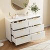 FUROKOY Kommode (Weiß Sideboard Schrank Highboard mit 6 Schubladen und Metallbeinen), Schmal kommode für Schlafzimmer, Wohnzimmer, Flur, 100 x 34 x 73 cm Bild 3