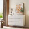FUROKOY Kommode (Weiß Sideboard Schrank Highboard mit 6 Schubladen und Metallbeinen), Schmal kommode für Schlafzimmer, Wohnzimmer, Flur, 100 x 34 x 73 cm Bild 4