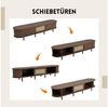 SeedWave Lowboard Retro TV Schrank Gestreifter TV Ständer mit Schiebetüren, Schublade, Schublade mit Kunststoff-Rattan, Vier verstellbare Füße Bild 2