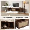 SeedWave Lowboard Retro TV Schrank Gestreifter TV Ständer mit Schiebetüren, Schublade, Schublade mit Kunststoff-Rattan, Vier verstellbare Füße Bild 3