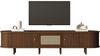 SeedWave Lowboard Retro TV Schrank Gestreifter TV Ständer mit Schiebetüren, Schublade, Schublade mit Kunststoff-Rattan, Vier verstellbare Füße Bild 4