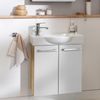 FACKELMANN SBC B.STYLE Waschbeckenunterschrank Gäste WC 55 cm breit, Weiß/Braun, 2 Türen Bild 2