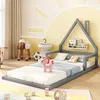 Kinderbett mit Lattenrost, 90x200 cm, Hausbett, Bodenbett, Jugendbett, Kiefer Bild 2