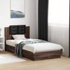 Einzelbettgestell Design für Erwachsene mit Kopfteil und LED-Leuchten Braun Eiche 90x190 cm d3348e Bild 2