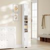 Badezimmerschrank, Badschrank Schmal Hoch, Hochschrank Badezimmer, Badschrank mit Offenen Fach und Tür, Verstellbaren Ablagen, Platzsparender Badregal, Badmöbel, Modern, 20 × 20 × 180 cm Weiß Bild 5