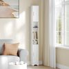 Badezimmerschrank, Badschrank Schmal Hoch, Hochschrank Badezimmer, Badschrank mit Offenen Fach und Tür, Verstellbaren Ablagen, Platzsparender Badregal, Badmöbel, Modern, 20 × 20 × 180 cm Weiß Bild 4