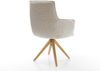 Drehstuhl Heira-Flex mit Armlehnen Webstoff Soft Beige Holzgestell kantig Natur 180° drehbar Taschenfederkern Bild 5