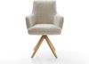 Drehstuhl Heira-Flex mit Armlehnen Webstoff Soft Beige Holzgestell kantig Natur 180° drehbar Taschenfederkern Bild 2