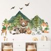 Montegoni Wandsticker Kinder Tier Wandaufkleber Dekoration (lächelndes Gesicht Bär, Hirsch, Fuchs,Baum, Bergtier Wandaufkleber), Wandtattoo mit Waldtieren für Schlafzimmer,Kinderzimmer Bild 5