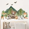 Montegoni Wandsticker Kinder Tier Wandaufkleber Dekoration (lächelndes Gesicht Bär, Hirsch, Fuchs,Baum, Bergtier Wandaufkleber), Wandtattoo mit Waldtieren für Schlafzimmer,Kinderzimmer Bild 3
