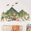 Montegoni Wandsticker Kinder Tier Wandaufkleber Dekoration (lächelndes Gesicht Bär, Hirsch, Fuchs,Baum, Bergtier Wandaufkleber), Wandtattoo mit Waldtieren für Schlafzimmer,Kinderzimmer Bild 2