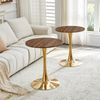 Beistelltisch rund 60x60x72 cm in Gold und Walnussoptik, Mid-Century-Design mit stabiler Mittelsäule Bild 4