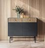 AX LIVING Kommode modern Dinley 104 cm Schwarz mit Eiche-Riffeloptik Bild 5