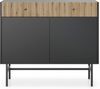 AX LIVING Kommode modern Dinley 104 cm Schwarz mit Eiche-Riffeloptik Bild 2